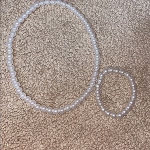 Girls pearl necklace and bracelet
